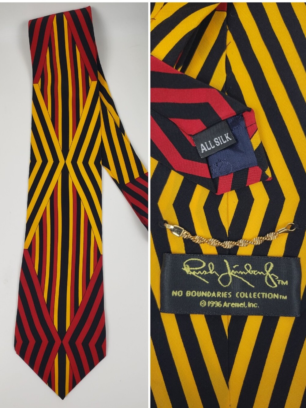 Rush Limbaugh - Bold Art Nouveau Stripes in Yellow, Red & Black - 100% Silk